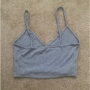 Grey ribbed-knit tank top